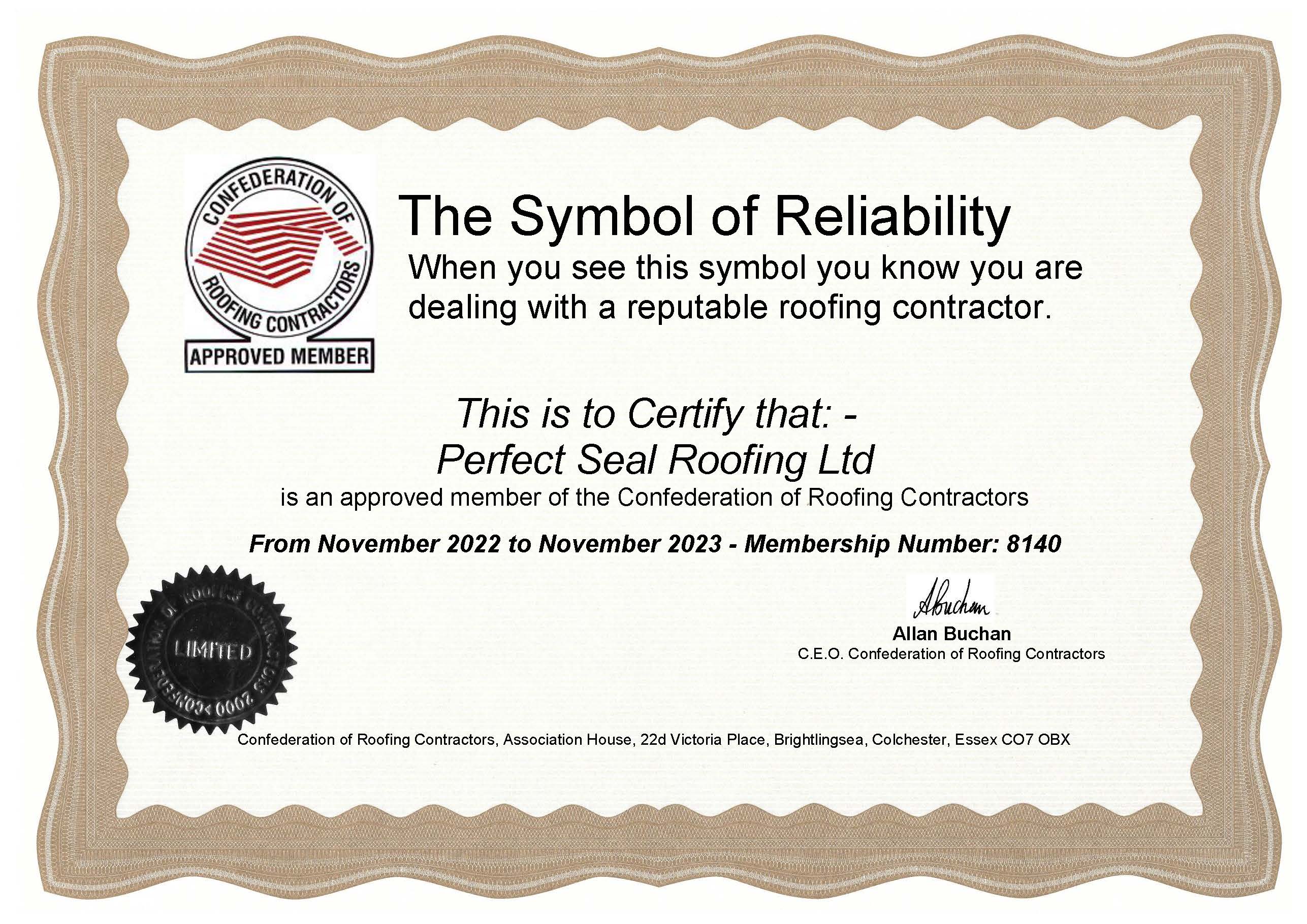 CORC - Reliability Certificate